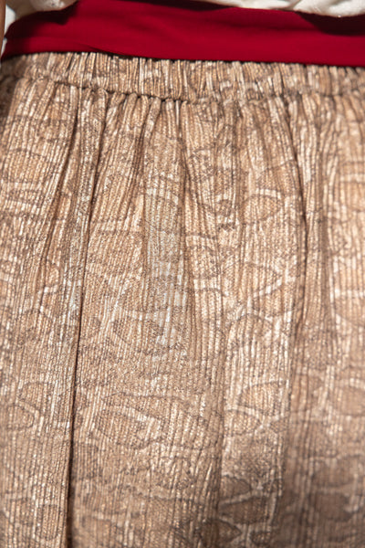 Red Contrast Tie Belt Animal Print Midi Skirt