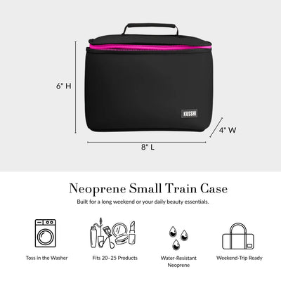 Neoprene Small Train Case- Machine Washable Cosmetic Bag