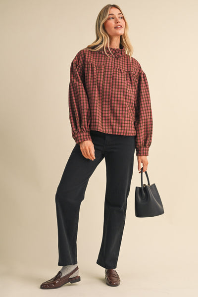 Plaid Bubble Hem Jacket