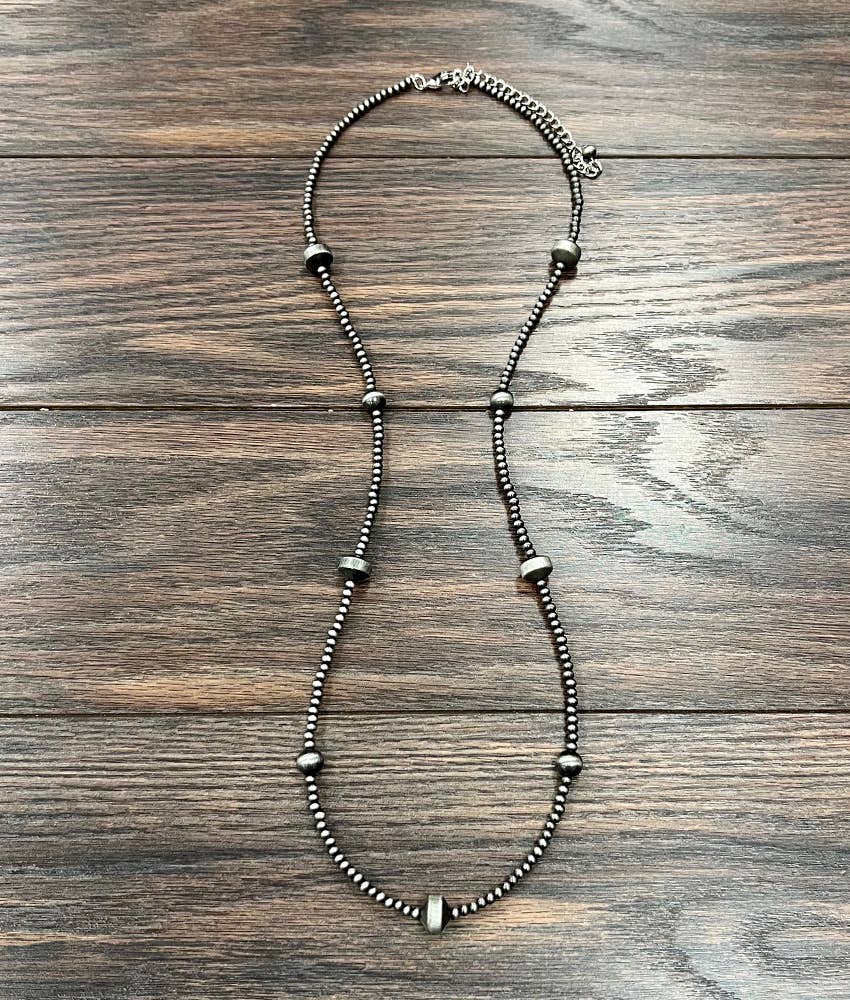 Josie Fashion Navajo Pearl & Rondelle Bead Necklace - 34"