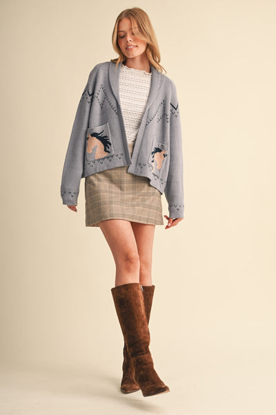 Horse Knit Sweater Cardigan - 2 Colors