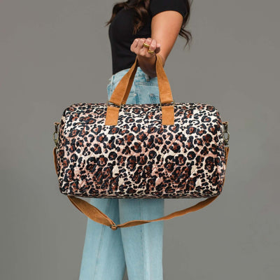 Brown & Cream Leopard Duffel