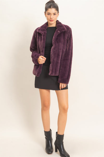 Cooke Plum Wine Faux Fur Coat