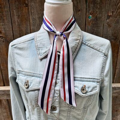 Red, White and Blue Stripes Western Skinny Mini Wild Rag Scarf
