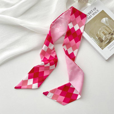 Pink Floral Skinny Scarf – Hair Tie & Bag Ribbon_CWASC0708