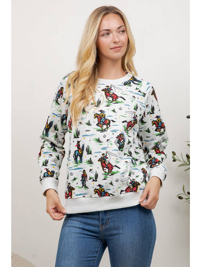 Cowboy Print Pullover