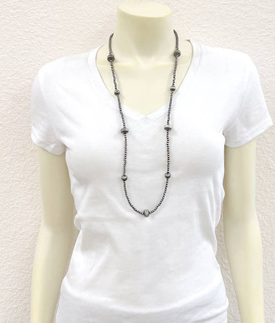 Josie Fashion Navajo Pearl & Rondelle Bead Necklace - 34"