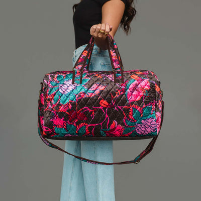 Dk. Brown & Multicolored Floral Duffel