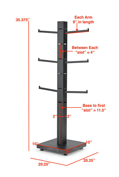 Tabletop 4-Sided Displays with 12 Adjustable Arms: Black / Tabletop Rack (12 arms included)