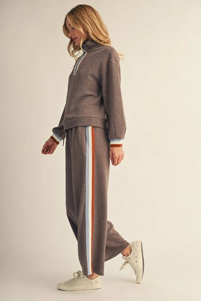 Whitney Long Sleeve Front Zip 2 Tone Sweatshirt