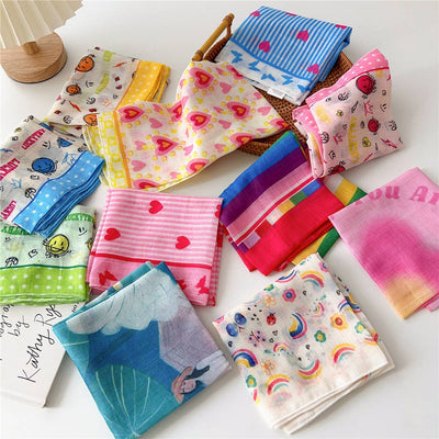 Cotton Linen Floral Square Scarf for Women_CWASC0852