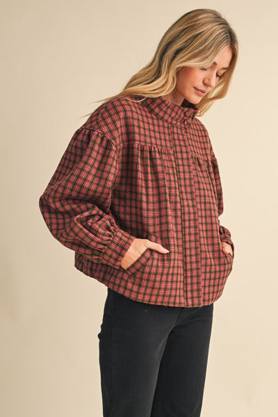 Plaid Bubble Hem Jacket
