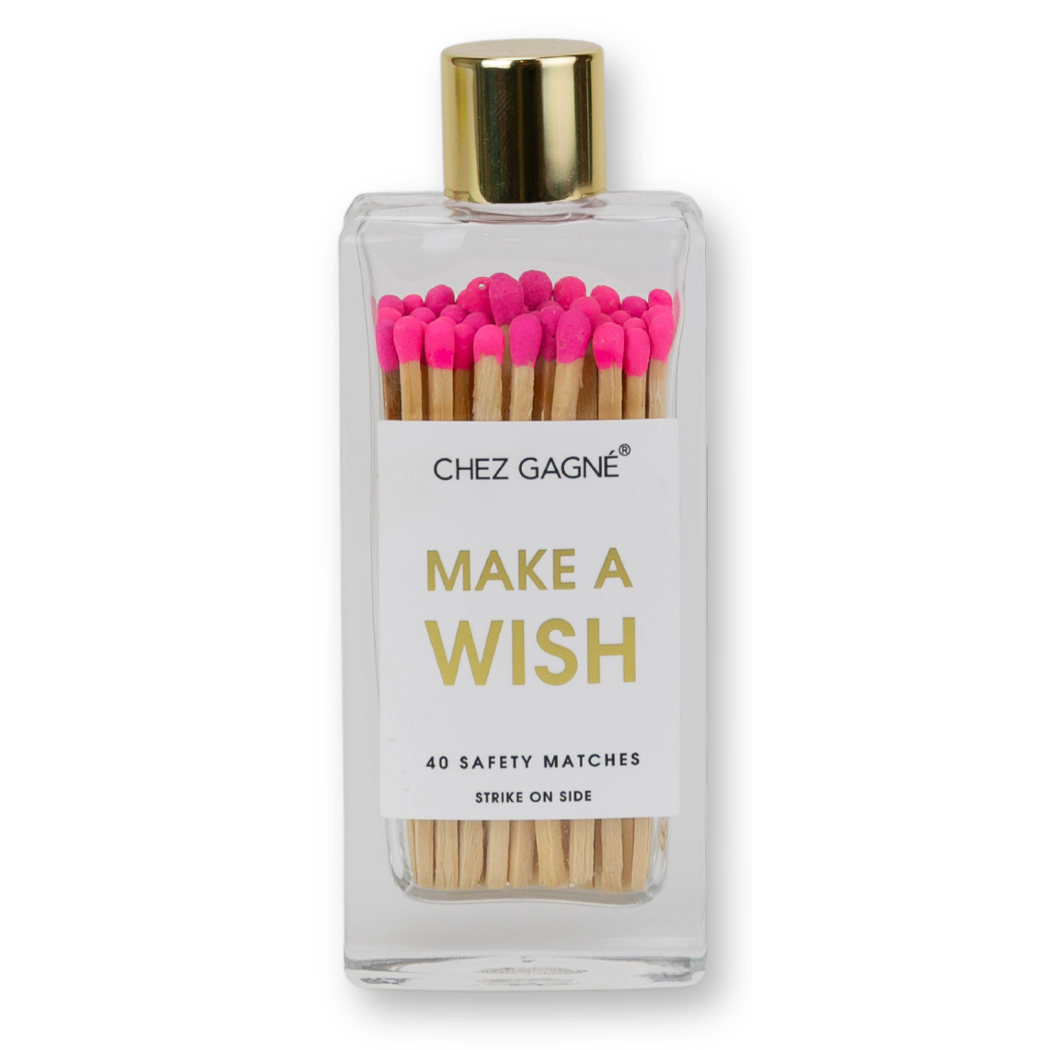 Make A Wish Matches - Glass Bottle Matchsticks - Bright Pink