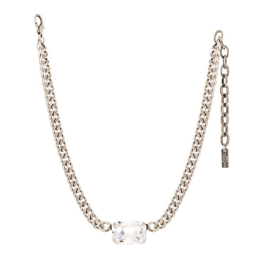 Darcy Necklace in Antique Silver / Clear