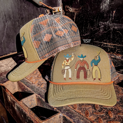 Neutral Vintage Cowboy Magna Pony® Mesh Foam Trucker Hat