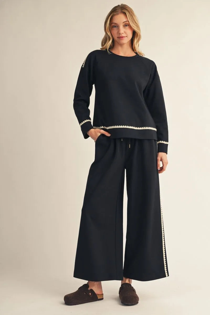 Drop Shoulder Casual Sweatshirt & Pants