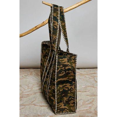 Oversized Quilted Mixed Print Shoulder Tote Bag