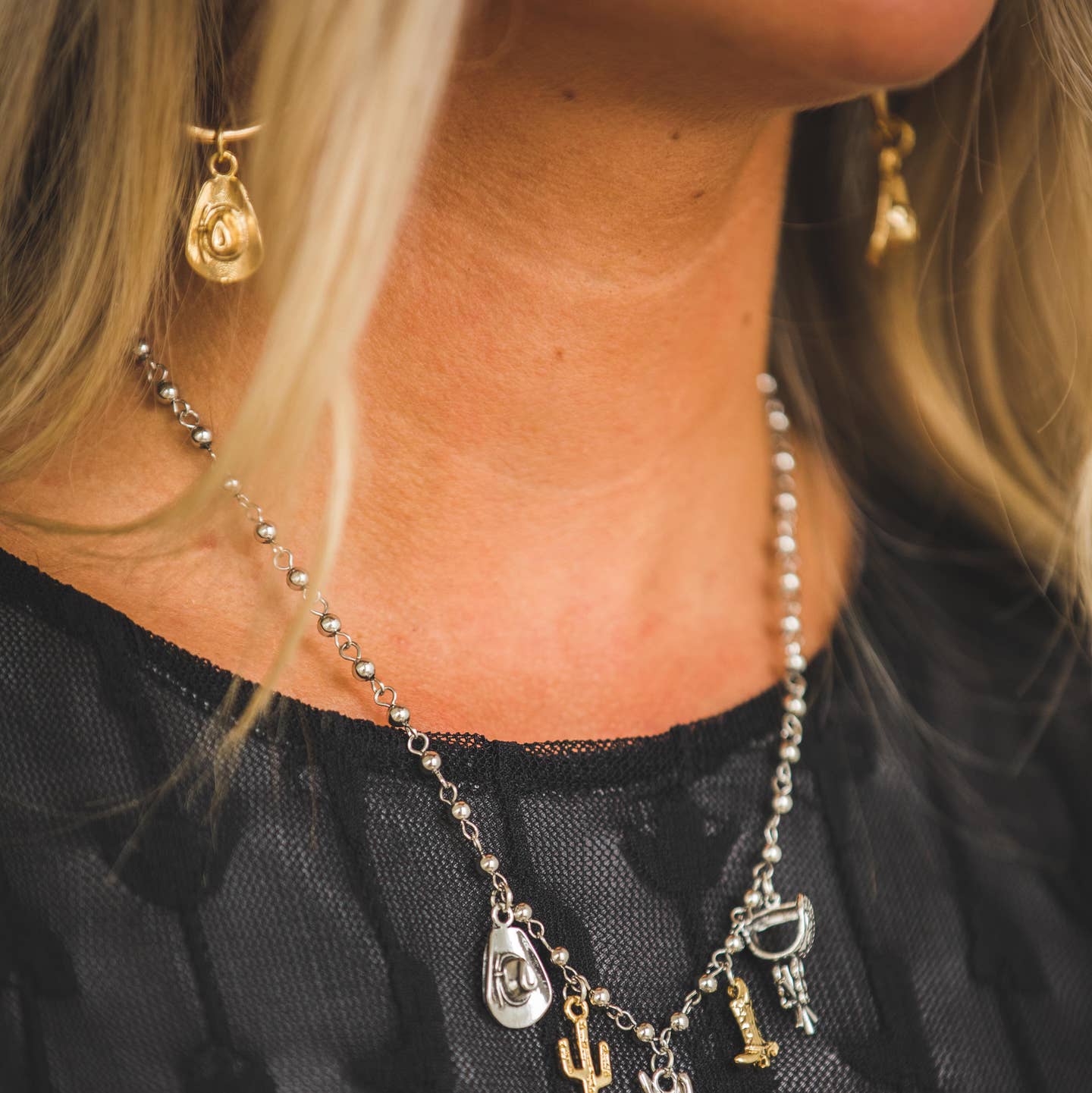 18" 18K Gold Plated Western Charm Necklace