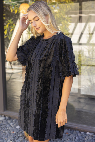 Ruffle Lace Overlay Dress