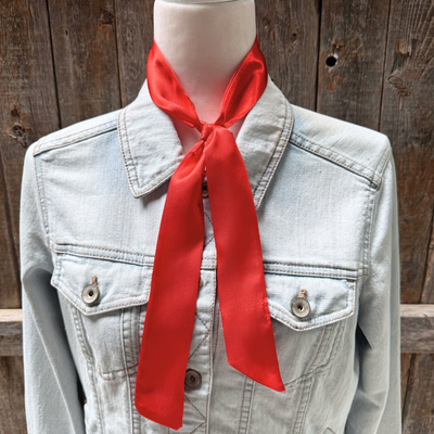 Electric Red Western Skinny Mini Wild Rag Scarf / Cowgirl Necktie