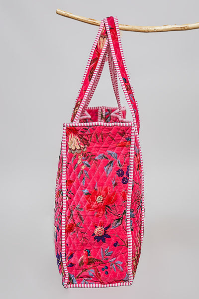 Botanical Velvet Quilted Tote Bag