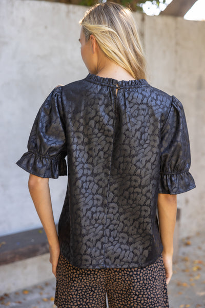 Animal Print Faux Leather Top