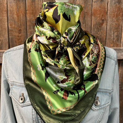 35X35"  Green Floral Paisley Wild Rag/Scarf WR174