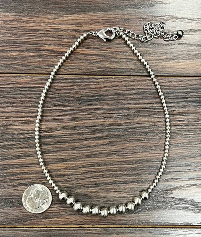 Klein Fashion Center Varied Silver Navajo Bead Necklace - 15"