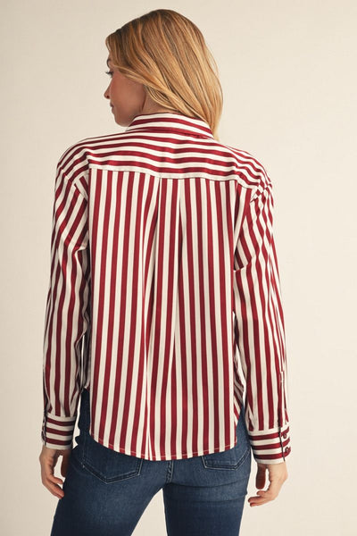 Farrah Long Sleeve Striped Button Front Blouse