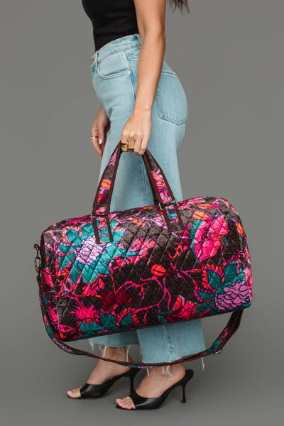 Dk. Brown & Multicolored Floral Duffel