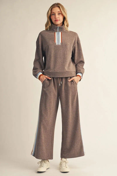 Whitney Long Sleeve Front Zip 2 Tone Sweatshirt