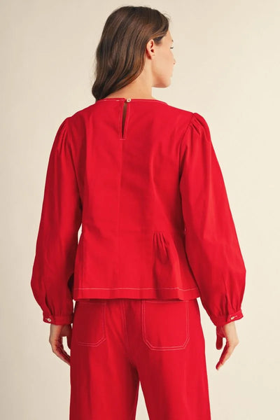 Red Peplum Blouse & Pants