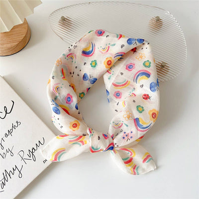 Cotton Linen Floral Square Scarf for Women_CWASC0852