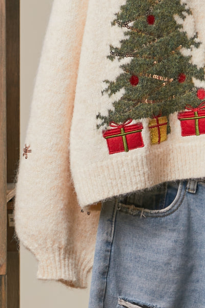 Ivory Christmas Tree Cardigan