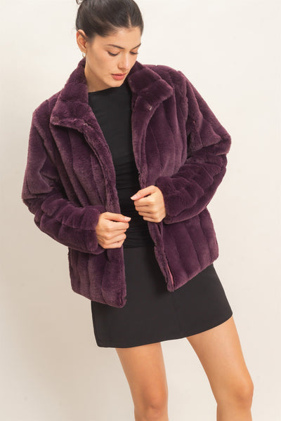 Cooke Plum Wine Faux Fur Coat