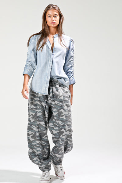 Camo Printed Barrel Pants