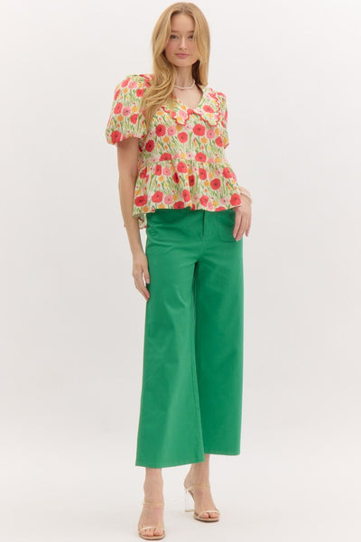 Helena Green Wide Leg Pants