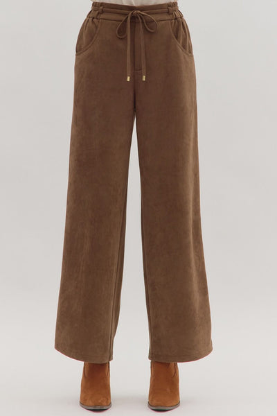Faux Suede Wide Leg Pants
