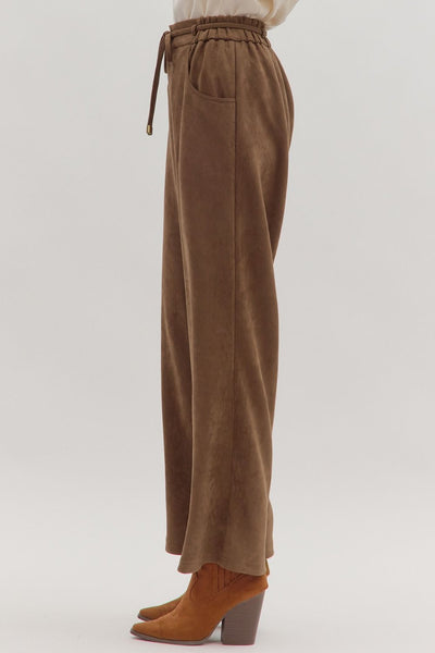 Faux Suede Wide Leg Pants