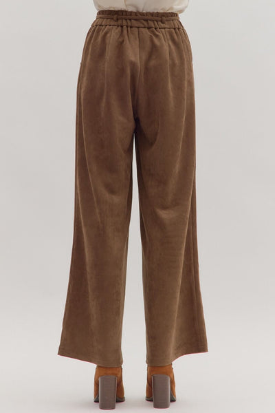 Faux Suede Wide Leg Pants