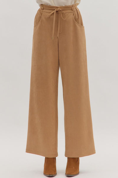 Faux Suede Wide Leg Pants