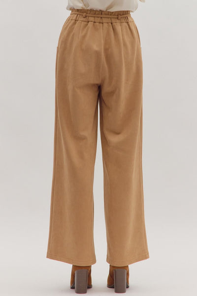 Faux Suede Wide Leg Pants