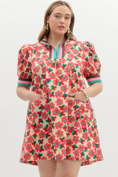 Mindy Floral Mini Dress with Puff Sleeves