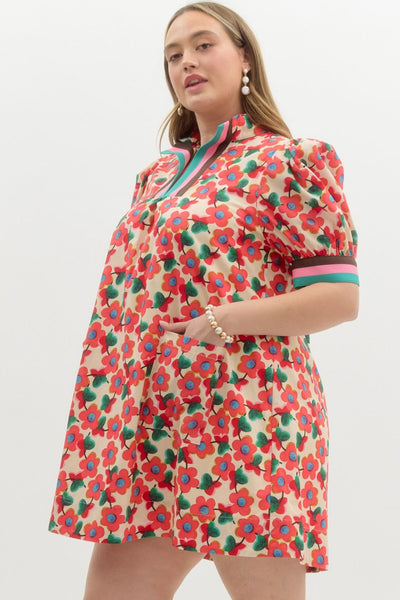 Mindy Floral Mini Dress with Puff Sleeves