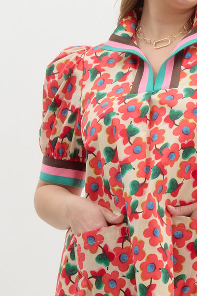 Mindy Floral Mini Dress with Puff Sleeves