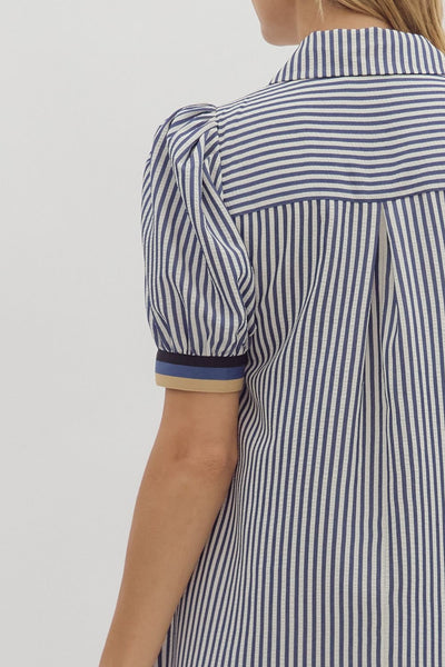 Navy Striped Multi Collar Dress