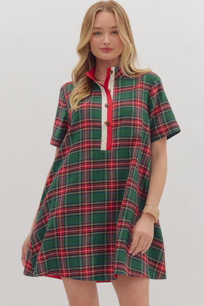 Holiday Plaid Swing Dress