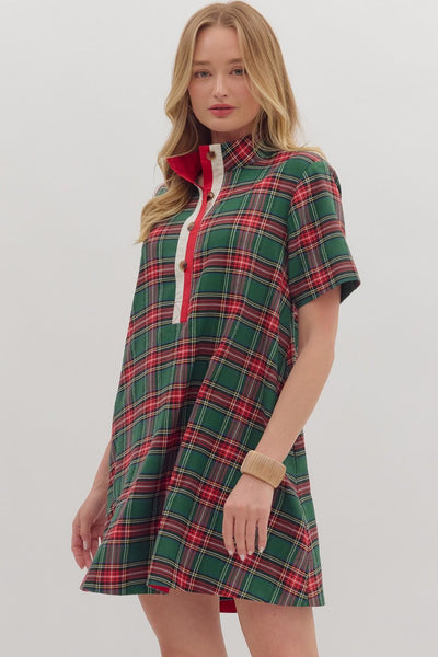 Holiday Plaid Swing Dress