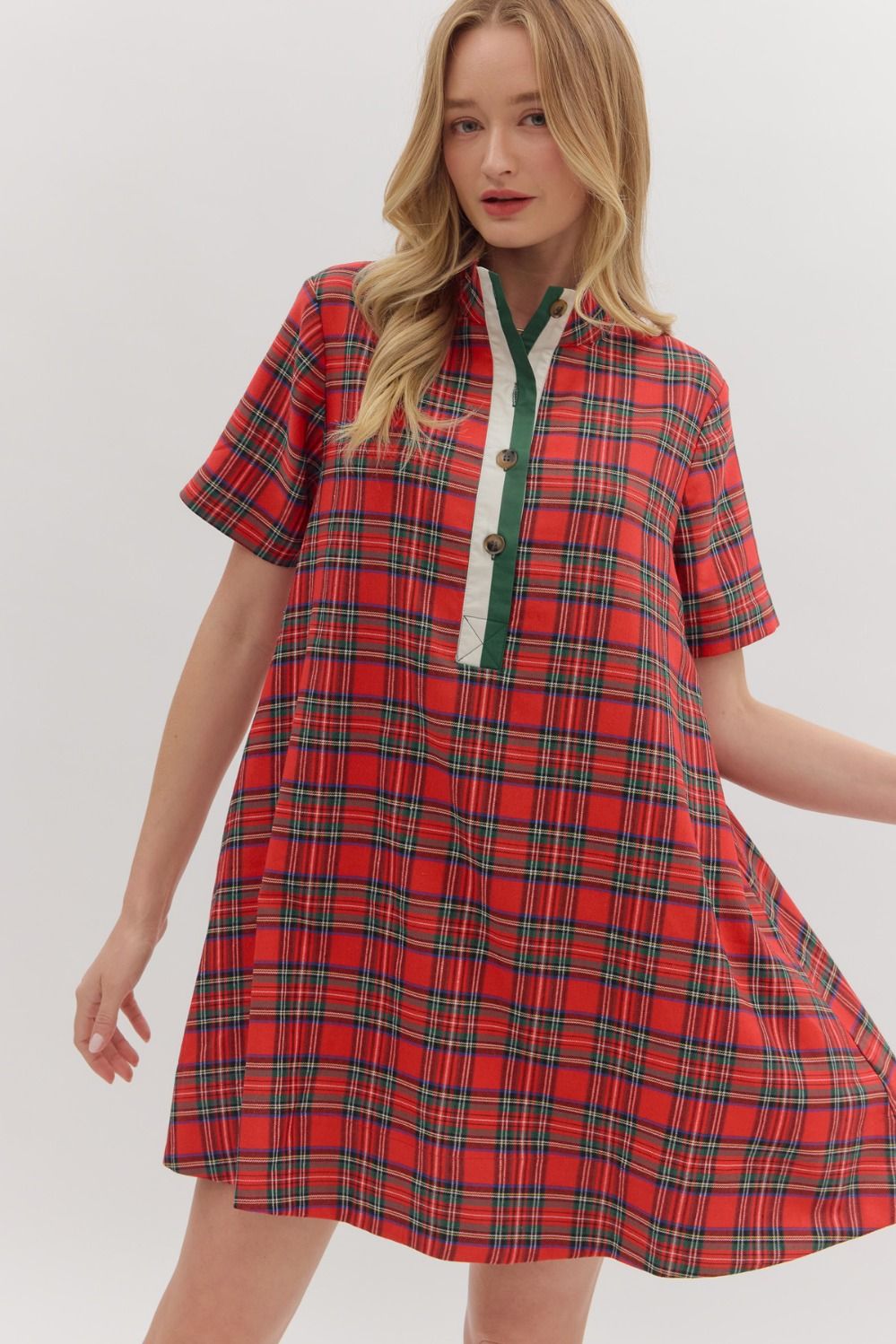 Holiday Plaid Swing Dress