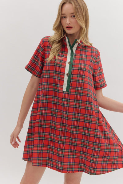 Holiday Plaid Swing Dress
